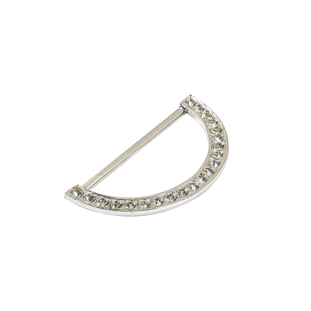 Vintage Rhinestone and Silver Half-Circle D-Ring - 2.5" X 1.25" Detail