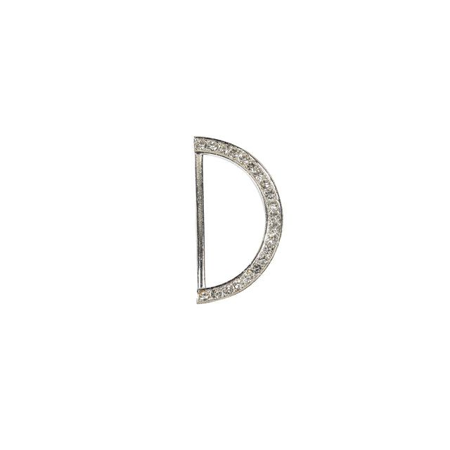 Vintage Rhinestone and Silver Half-Circle D-Ring - 2.5" X 1.25"