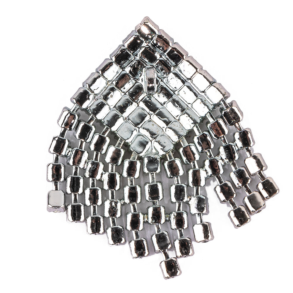 Vintage Swarovski Crystal Rhinestones and Silver Metal Abstract Ornament - 1.75" x 1.625" Detail