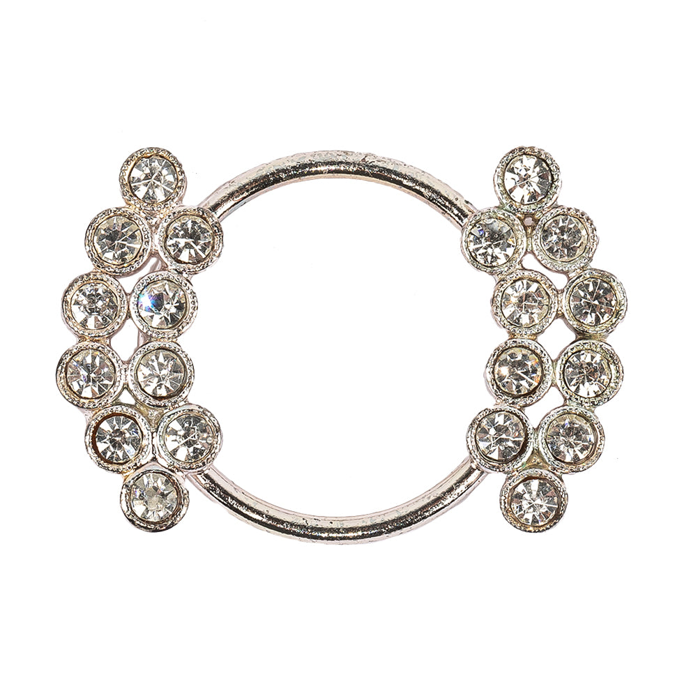 Vintage Swarovski Crystal Rhinestones and Silver Metal Abstract Buckle - 1.625" x 1.125"