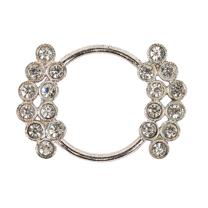Vintage Swarovski Crystal Rhinestones and Silver Metal Abstract Buckle - 1.625" x 1.125"