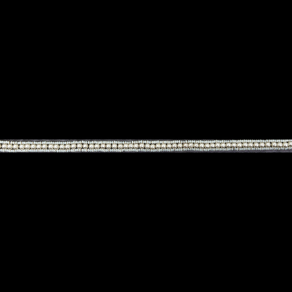 Vintage One Row Pearl and White Beaded Trim - 0.25"