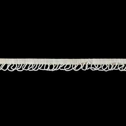 Vintage White Seed Beaded Looped Fringe on Cotton Tape - 0.875"