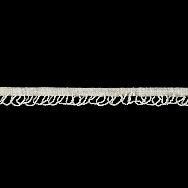 Vintage White Seed Beaded Looped Fringe on Cotton Tape - 0.875"