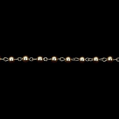 Vintage Czech Pearl Beads and Silver Metal Link Chain - 0.1875" Detail