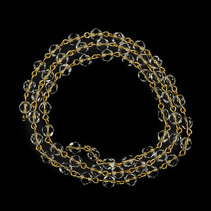 Vintage Czech Crystal Beads and Yellow Gold Metal Link Chain - 0.1875" Full