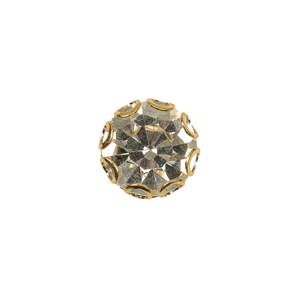 Vintage Crystal Rhinestone and Gold Edged Self Back Button - 20L/12.5mm
