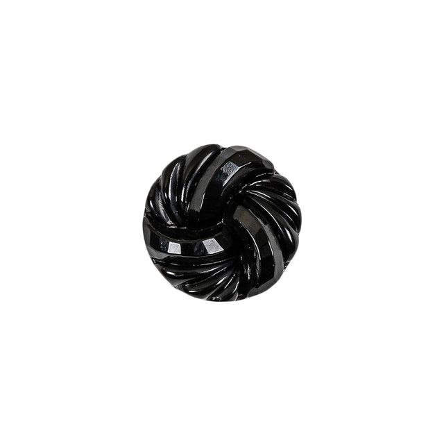 Vintage Jet Knotted Shank Back Glass Button - 22L/14mm