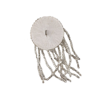 Vintage Silver-lined Beaded Tassel Button - 44L/28mm Detail