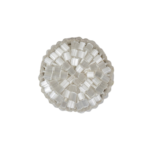 Vintage Satin White Seed Beaded Shank Back Button - 33L/21mm