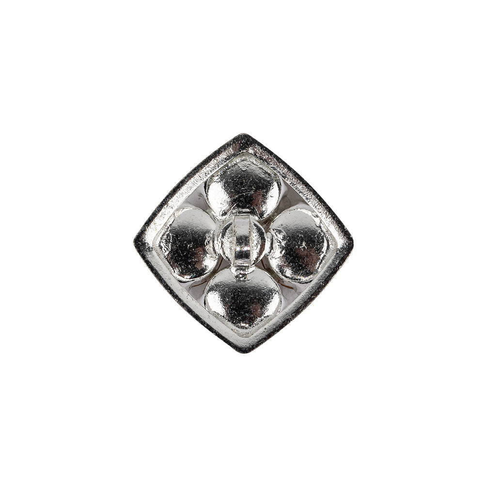 Vintage Swarovski Crystal Rhinestones and Silver Metal Square Shank Back Button - 32L/20mm Detail