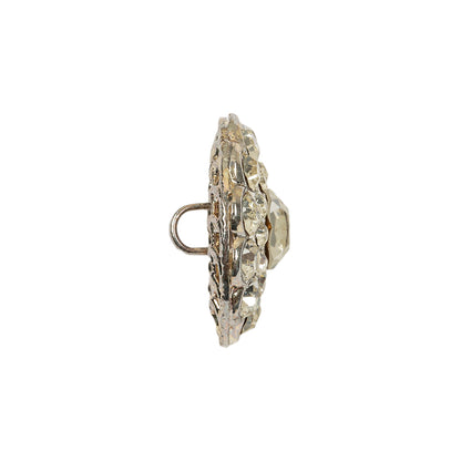 Vintage Crystal Rhinestones and Silver Metal Scalloped Shank Back Button - 34L/21.5mm Folded