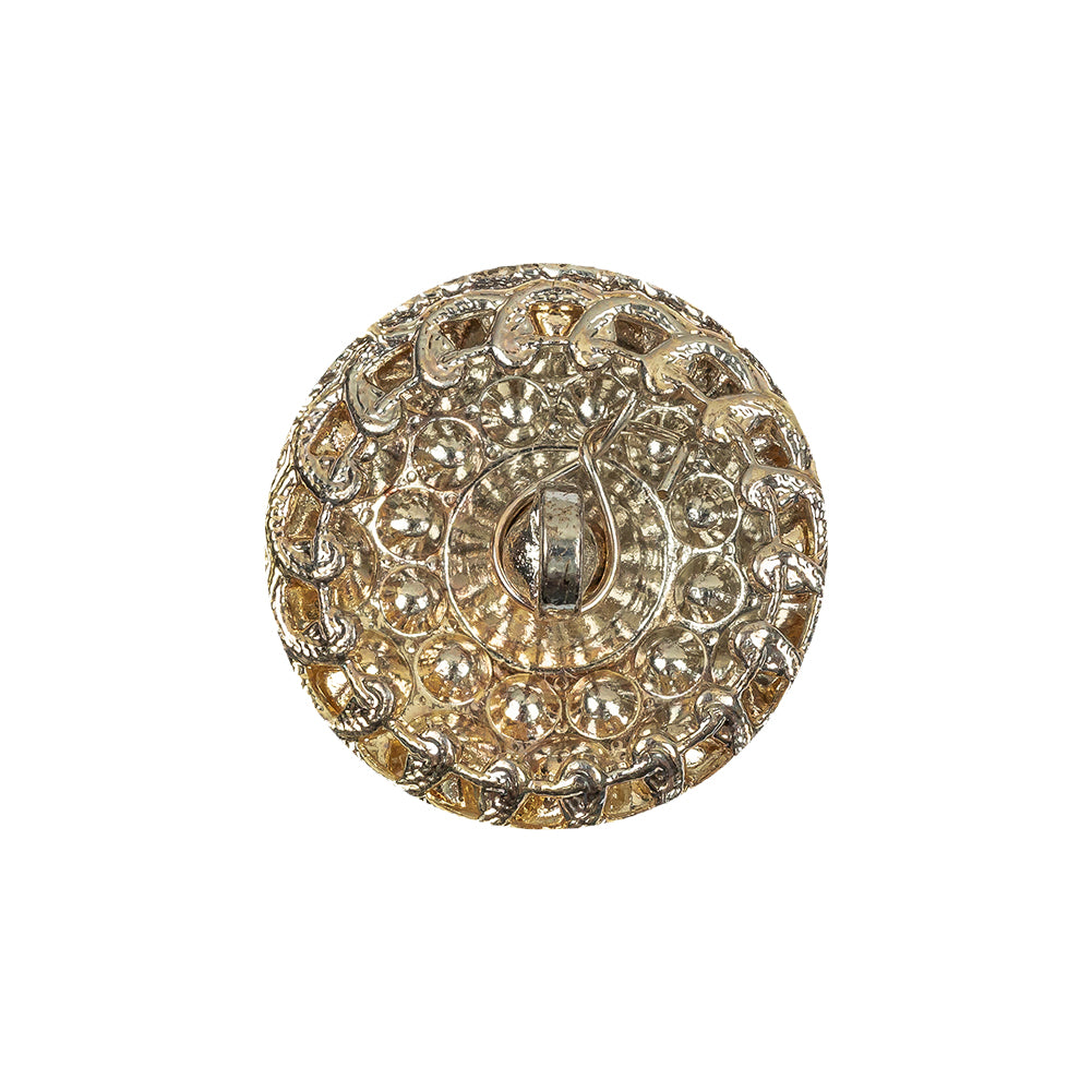 Vintage Crystal Rhinestones and Silver Metal Scalloped Shank Back Button - 34L/21.5mm Detail