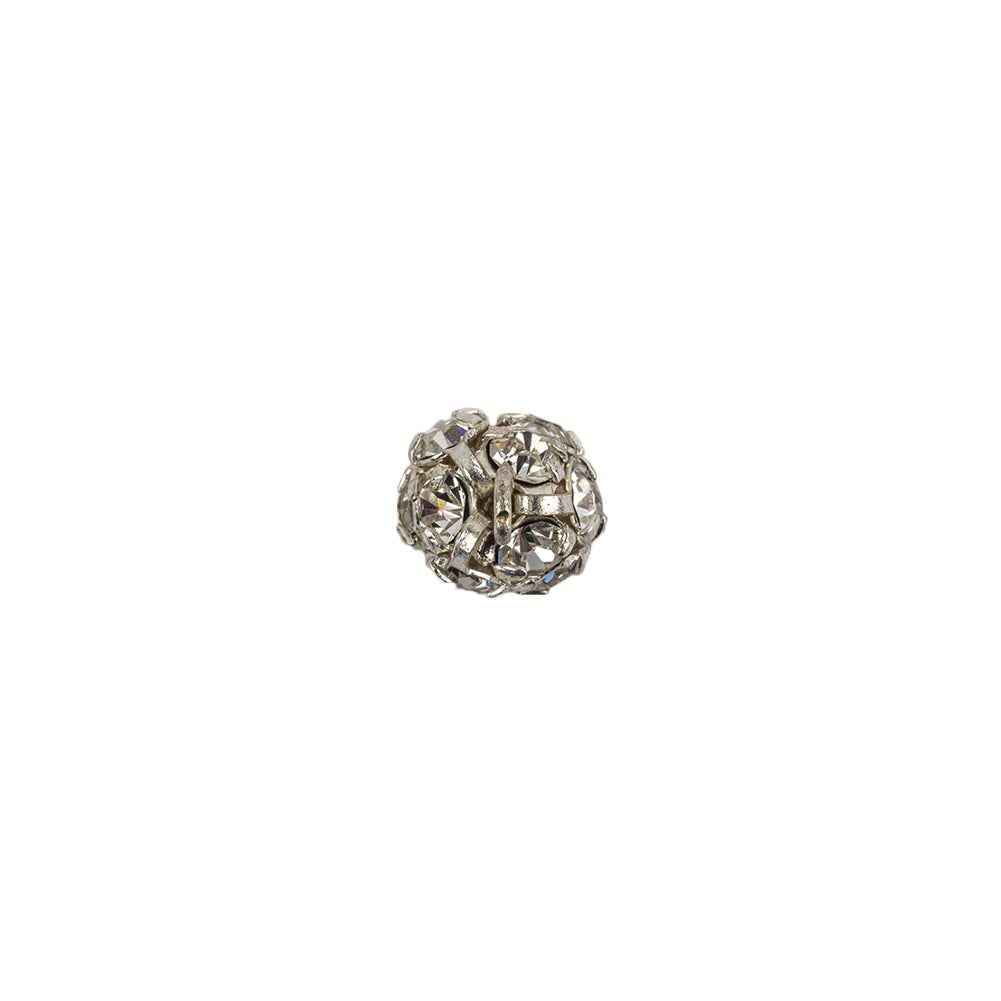 Vintage Swarovski Crystal Rhinestones and Silver Metal Shank Back Ball Button - 13L/8mm Detail
