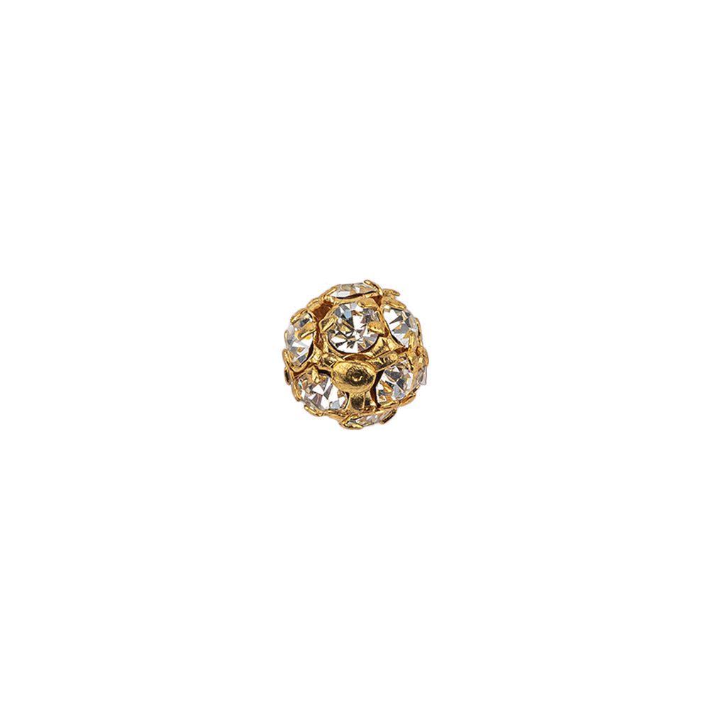 Vintage Swarovski Crystal Rhinestones and Gold Metal Shank Back Ball Button - 13L/8mm