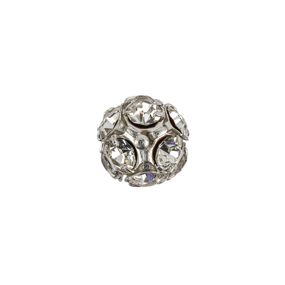 Vintage Swarovski Crystal Rhinestones and Silver Metal Shank Back Ball Button - 20L/12.5mm