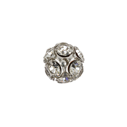 Vintage Swarovski Crystal Rhinestones and Silver Metal Shank Back Ball Button - 20L/12.5mm