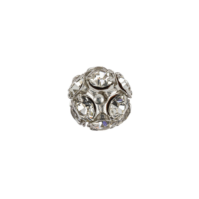 Vintage Swarovski Crystal Rhinestones and Silver Metal Shank Back Ball Button - 20L/12.5mm