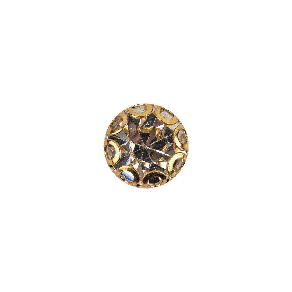 Vintage Swarovski Crystal Rhinestone and Gold Edged Self Back Button - 18L/11.5mm