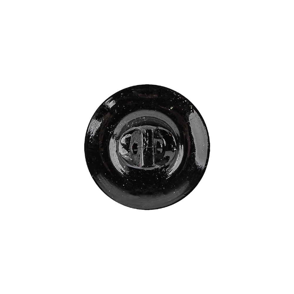Vintage Shiny Black and Crystal Rhinestones Floral Glass Button - 28L/18mm Detail