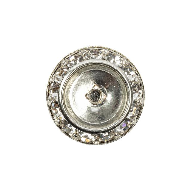 Vintage Crystal Rhinestones and Silver Metal Sawtooth Edge Shank Back Button With No Center - 34L/21.5mm