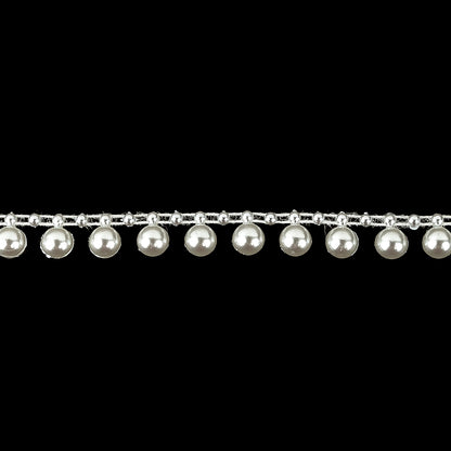 Vintage Antique White Pearl Beaded Fringe Trimming - 0.375" Detail