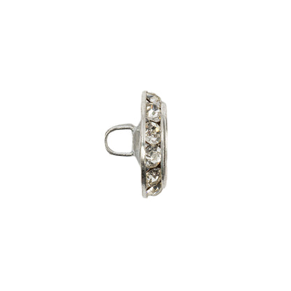 Vintage Crystal Rhinestones and Silver Metal Shank Back Button With No Center - 24L/15mm Folded