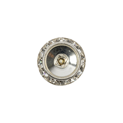 Vintage Crystal Rhinestones and Silver Metal Shank Back Button With No Center - 24L/15mm