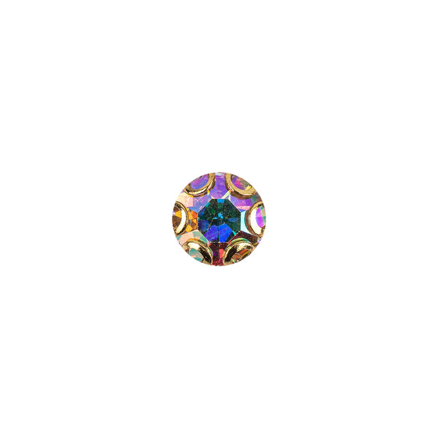 Vintage Swarovski Crystal AB Rhinestone and Gold Edged Self Back Button - 12L/7.5mm