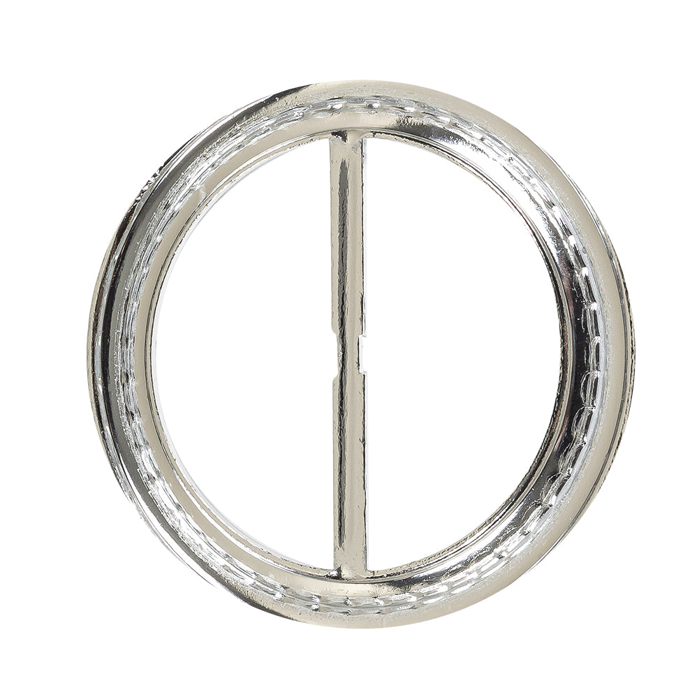 Vintage Silver Classical Swirls Round Slider with Faceted Silver Band - 3.25" x 3.25" Full