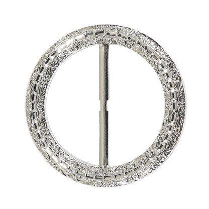 Vintage Silver Classical Swirls Round Slider with Faceted Silver Band - 3.25" x 3.25"