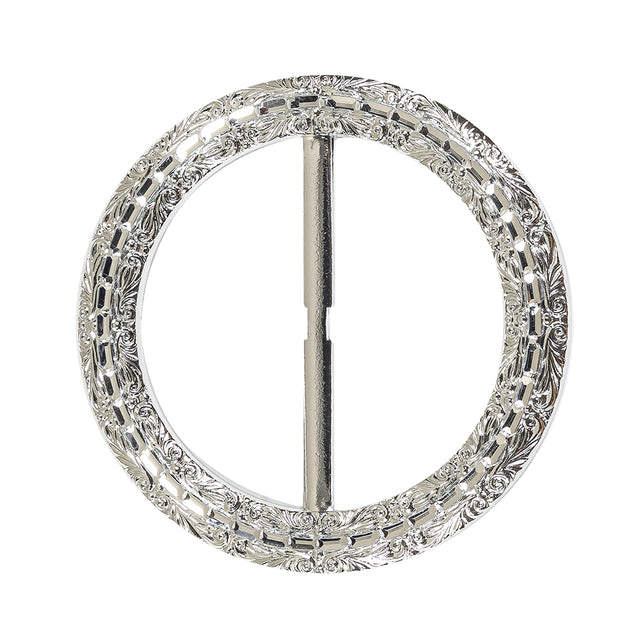 Vintage Silver Classical Swirls Round Slider with Faceted Silver Band - 3.25" x 3.25"