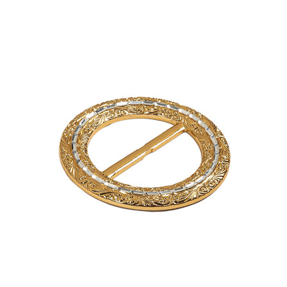 Vintage Gold Classical Swirls Round Slider with Faceted Silver Band - 2.375" x 2.375" Detail