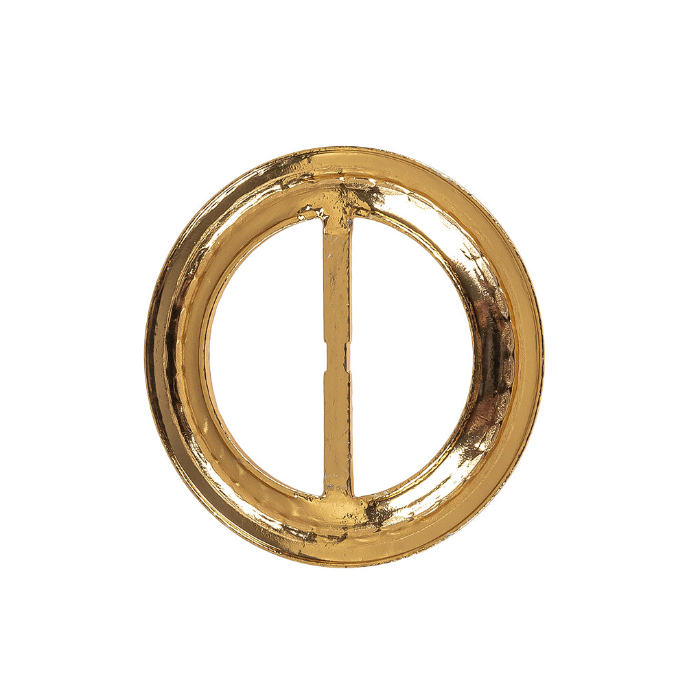 Vintage Gold Classical Swirls Round Slider with Faceted Silver Band - 2.375" x 2.375" Full