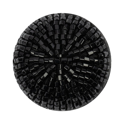 Vintage Black Chop Beaded Dome Shaped Shank Back Button - 52L/33mm