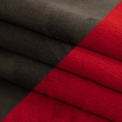 Bonded True Red Faux Fur and Chocolate Torte Faux Suede Folded