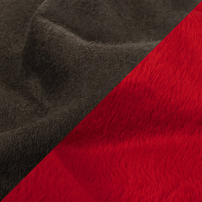 Bonded True Red Faux Fur and Chocolate Torte Faux Suede Detail