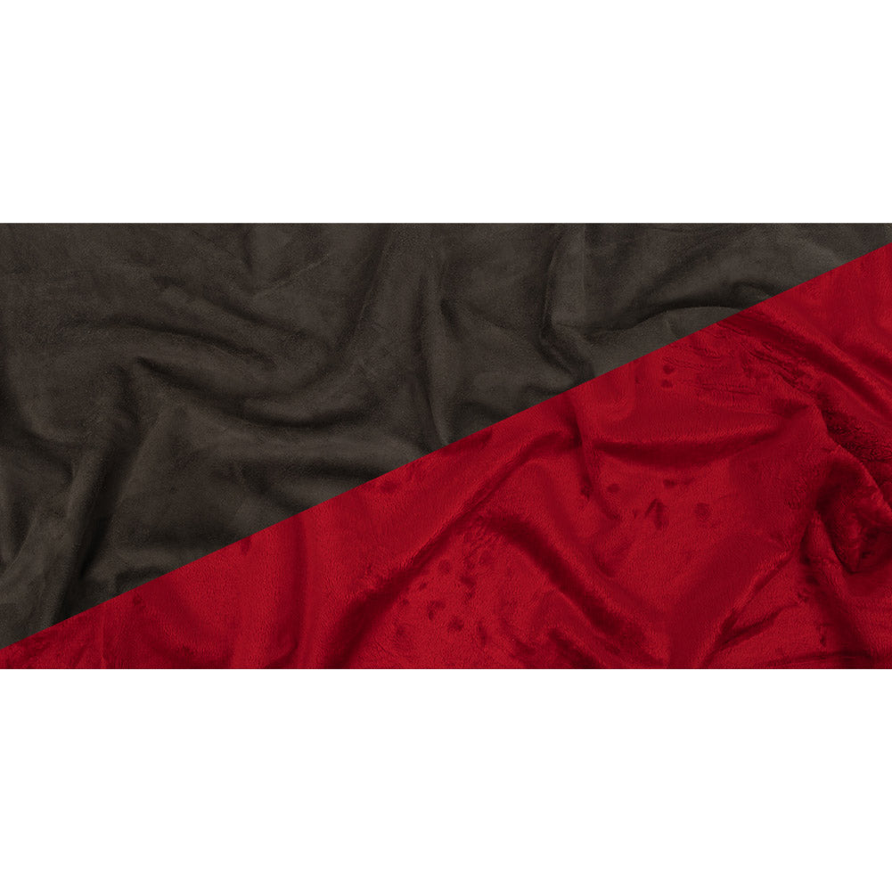 Bonded True Red Faux Fur and Chocolate Torte Faux Suede Full