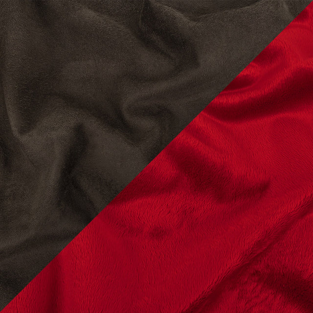 Bonded True Red Faux Fur and Chocolate Torte Faux Suede