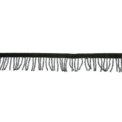 Vintage Gunmetal and Black Chop Beaded Chainette Fringe - 1"