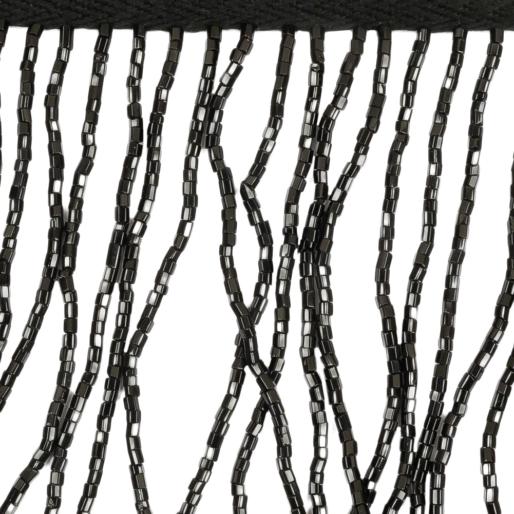 Vintage Black Chop Beaded Fringe - 3" Detail