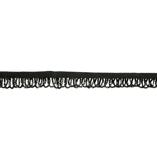 Vintage Jet and Black Small Looped Bugle Beaded Fringe - 1"