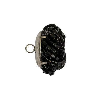 Vintage Jet Chop Beaded Knotted Shank Back Button - 36L/23mm Folded