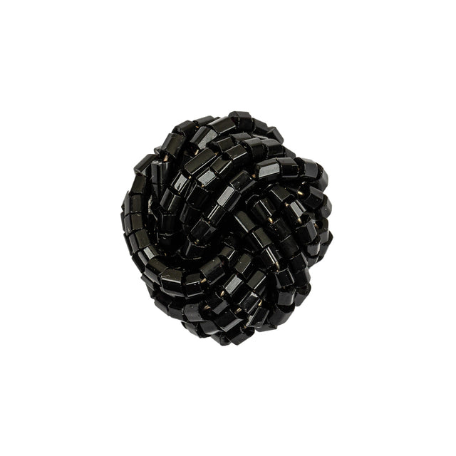 Vintage Jet Chop Beaded Knotted Shank Back Button - 36L/23mm