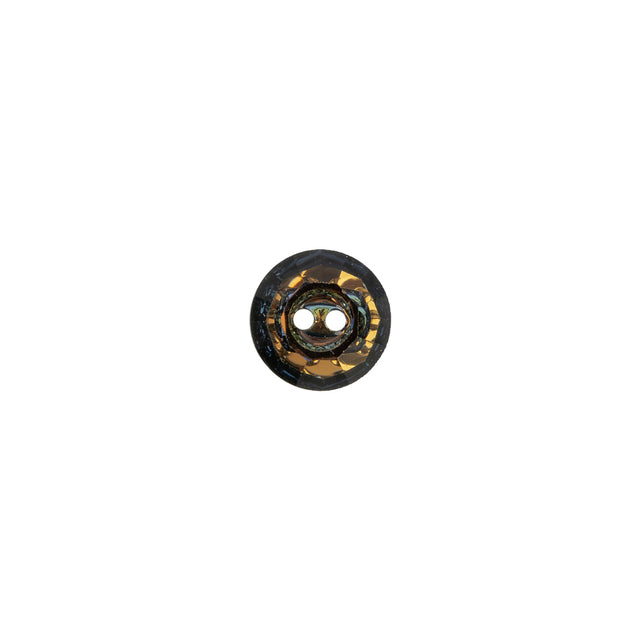Vintage Tabac Rhinestone Two Hole Button with Gunmetal Backing - 13L/8mm