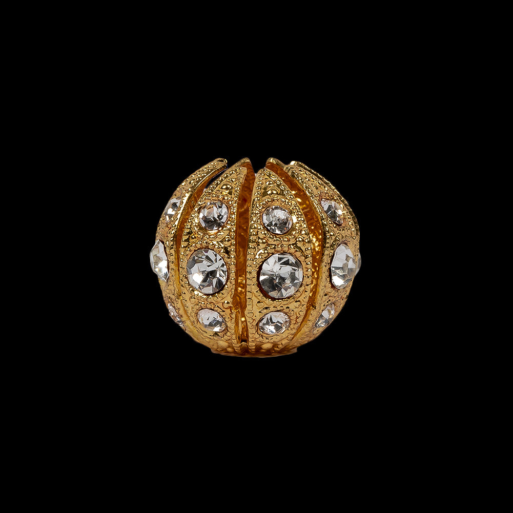 Vintage Czech Crystal Rhinestones and Decadent Gold Abstract Ornament - 28L/18mm Full