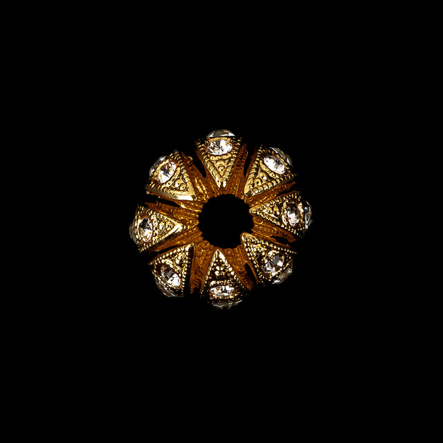 Vintage Czech Crystal Rhinestones and Decadent Gold Abstract Ornament - 28L/18mm