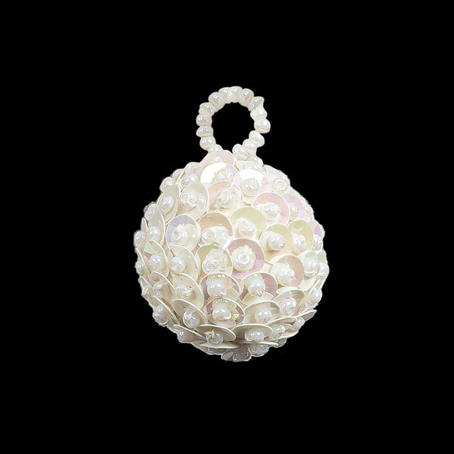 Vintage AB Sequins and Opal Seed Beaded Tassel Applique - 1"