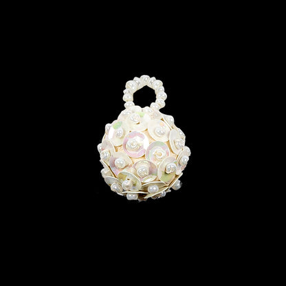 Vintage AB Sequins and Opal Seed Beaded Tassel Applique - 0.625"