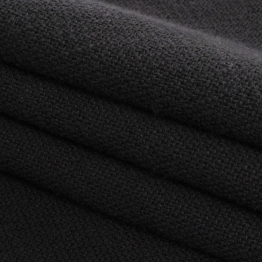 Black Basketwoven Chunky Cotton Coating Folded